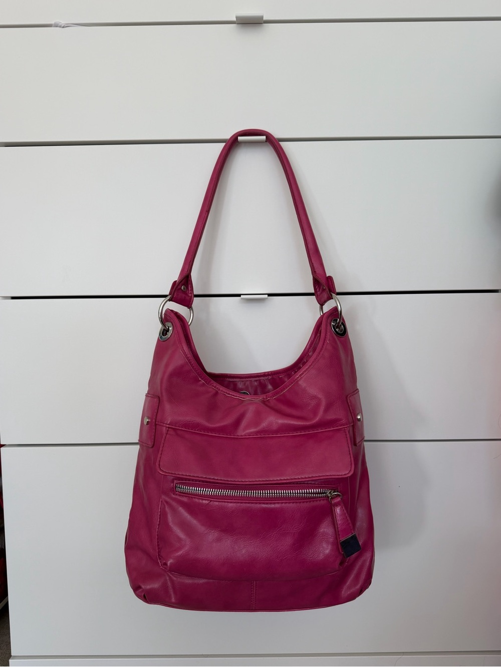 Shoulder Bag in hot pink and silver hardware